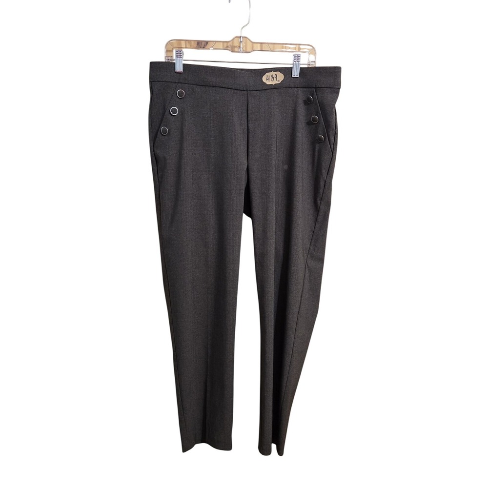 Love Scarlett Womens Gray Sailor Button Pull‎ On Dress Pants Tapered Leg Large